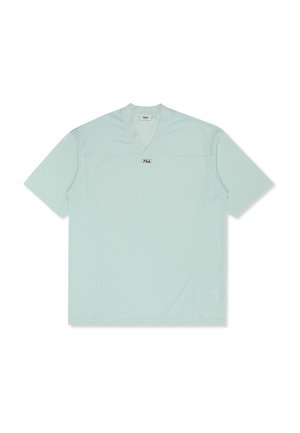 Licht muntgroen sportshirt met korte mouwen van FILA, V-hals en een klein logo gecentreerd onder de kraag.
