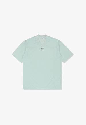 Licht muntgroen sportshirt met korte mouwen van FILA, V-hals en een klein logo gecentreerd onder de kraag.
