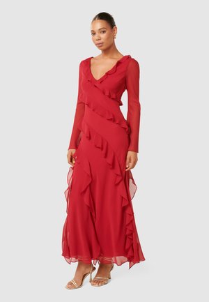 BONNIE RUFFLE LONG SLEEVE DRESS - Maxikleid - rio red