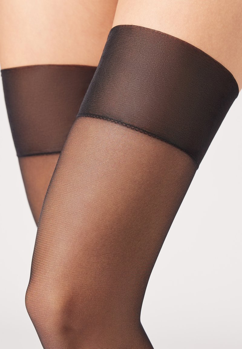 Calzedonia 20 DEN SHEER, GARTER BELT EFFECT - Over-the-knee socks -  Black/black - Zalando