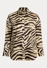 RELAXED FIT ZEBRA-PRINT LINEN SHIRT - Pogājama blūze - cream/brown