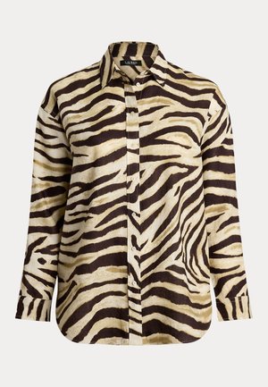 Lauren Ralph Lauren Woman RELAXED FIT ZEBRA-PRINT LINEN SHIRT - Overhemdblouse - cream/brown