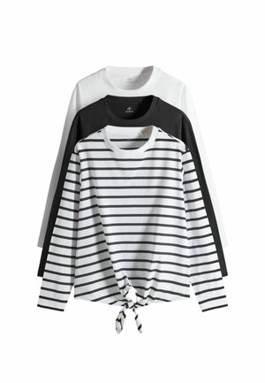REGULAR FIT - 3 PACK TIE FRONT LONG SLEEVE  - Maglietta a manica lunga - black white stripe