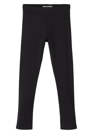 Leggings noirs en tissu doux et extensible. Design ajusté avec une taille élastique et sans coutures ni poches visibles.