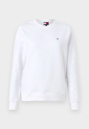 Sweat-shirt blanc en mélange de coton. Conception à col rond, manches longues, bords côtelés aux poignets et à l'ourlet. Petit logo sur la poitrine. Texture lisse.