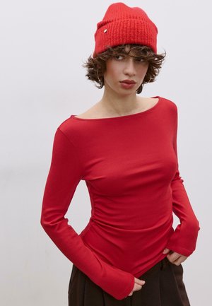 LONG SLEEVE WITH GATHERING  - Top s dlhým rukávom - mottled dark red