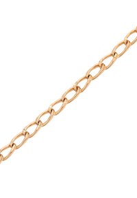 Collana d'oro con anelli ovali allungati caratterizzati da motivi incisi a forma di stella su ogni anello, su uno sfondo bianco.