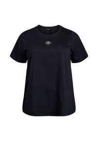 MIT DEKORATIVEN DETAILS - Basic T-shirt - black w cut out
