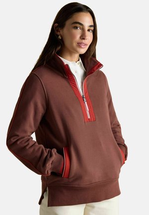 REGULAR FIT - BRONTE FUNNEL NECK QUARTER ZIP  - Sweatshirt - brown