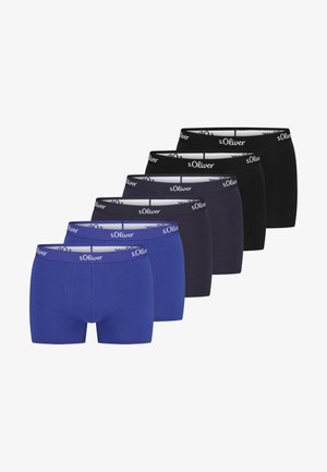 Men's s.Oliver boxer shorts set featuring six pairs: one blue, five in varying shades of black and dark grey, with elasticated waistbands.