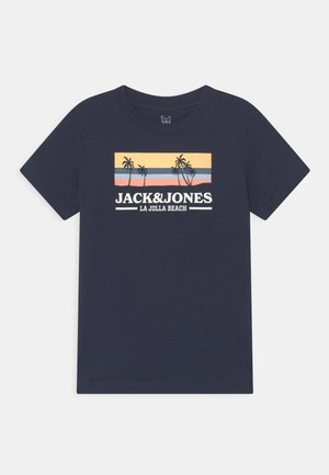 JACK&JONES JUNIOR Jormarbella AOP Branding Tee SS CR Jnr T-Shirt, Bianco, 140 Bambini e Ragazzi