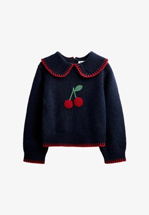 JoJo Maman Bébé, KNIT JUMPER - Striktrøje - navy blue cherry