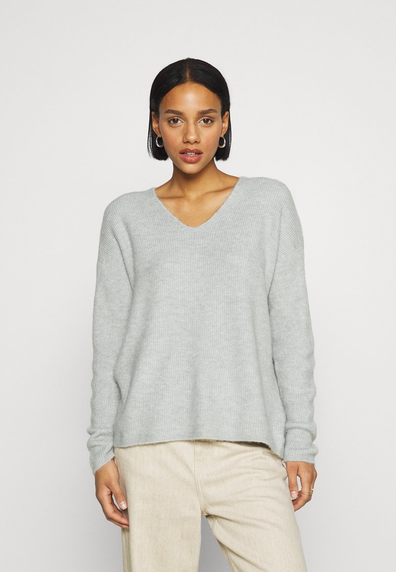 Vero Moda VMCREWLEFILE VNECK  - Camisola - mineral gray melange