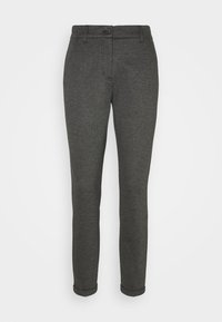 Op maat gemaakte grijze broek van een textuurstof, met een slim fit, opgerolde manchetten, voorzakken en een knoopsluiting.