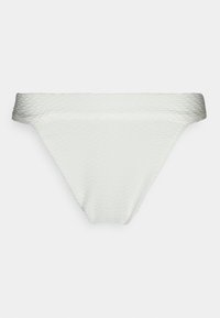 Parte de baixo de biquíni branca com um padrão texturizado de onda. Apresenta uma cintura média e um tecido suave para conforto. Corte padrão.