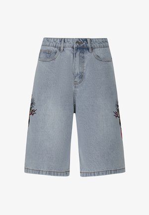 Ed Hardy HELL CATS DIAMANTE JORTS - Farkkushortsit - bleach