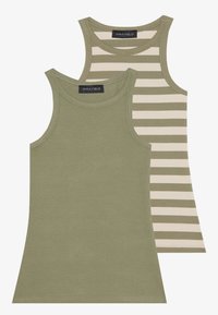 2 PACK - Linne - deep lichen green + cement stripe & deep lichen green solid