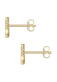 Zlatne naušnice na stud s teksturiranim kružnim dizajnom, s glatkom površinom i sigurnim postom s leptir kopčama.