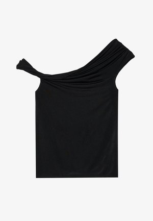 Must tumevaba must särk, mis on valmistatud pehmest kangast. Omab keerutatud detaile kaelaosas ja istuvat siluetti.