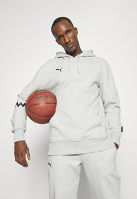 Puma HOOPS TEAM HOODIE - Džemperis su gobtuvu - light gray heather