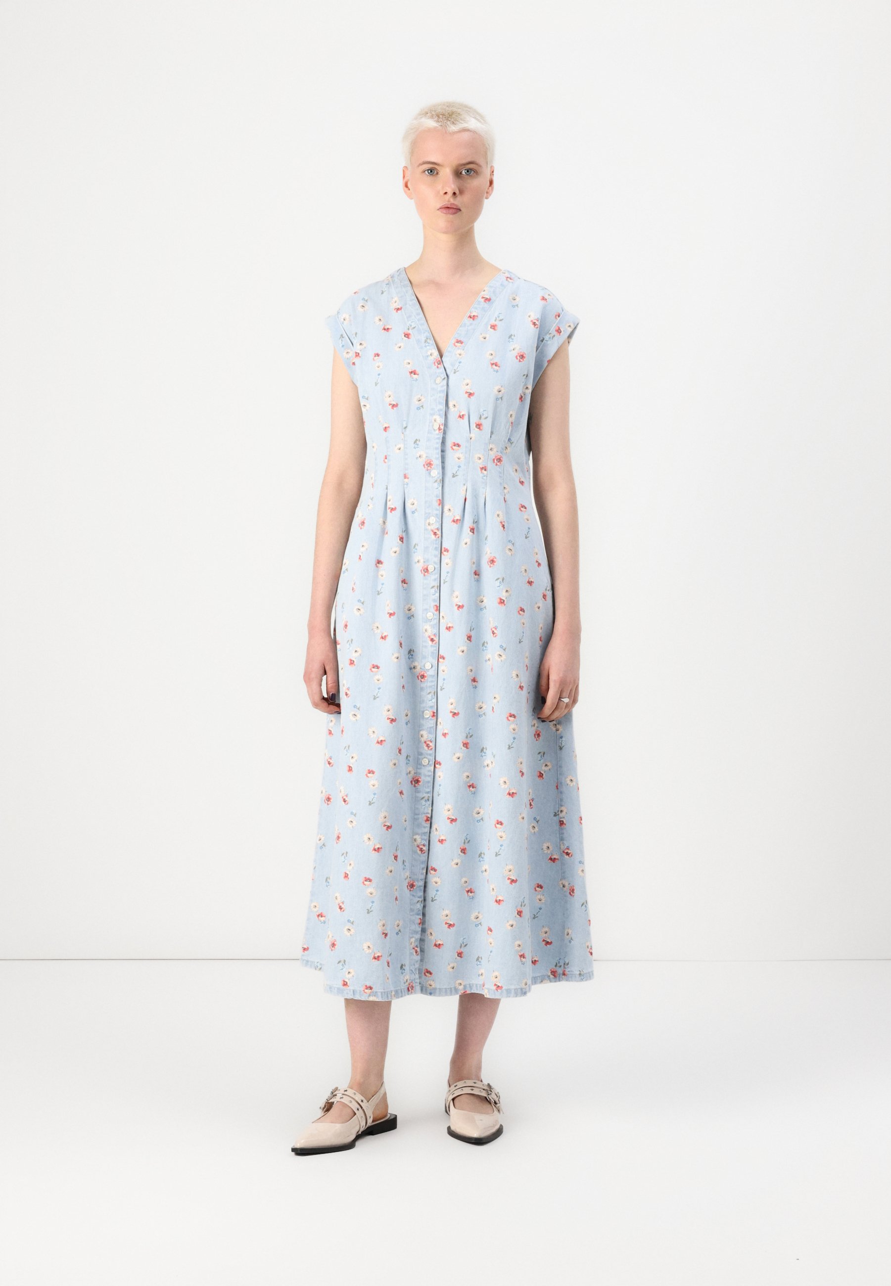 Robe Gap Sans Manches Imprimé Floral Bleu - Taille XS - Occasion Très Bon état - Longueur Mini