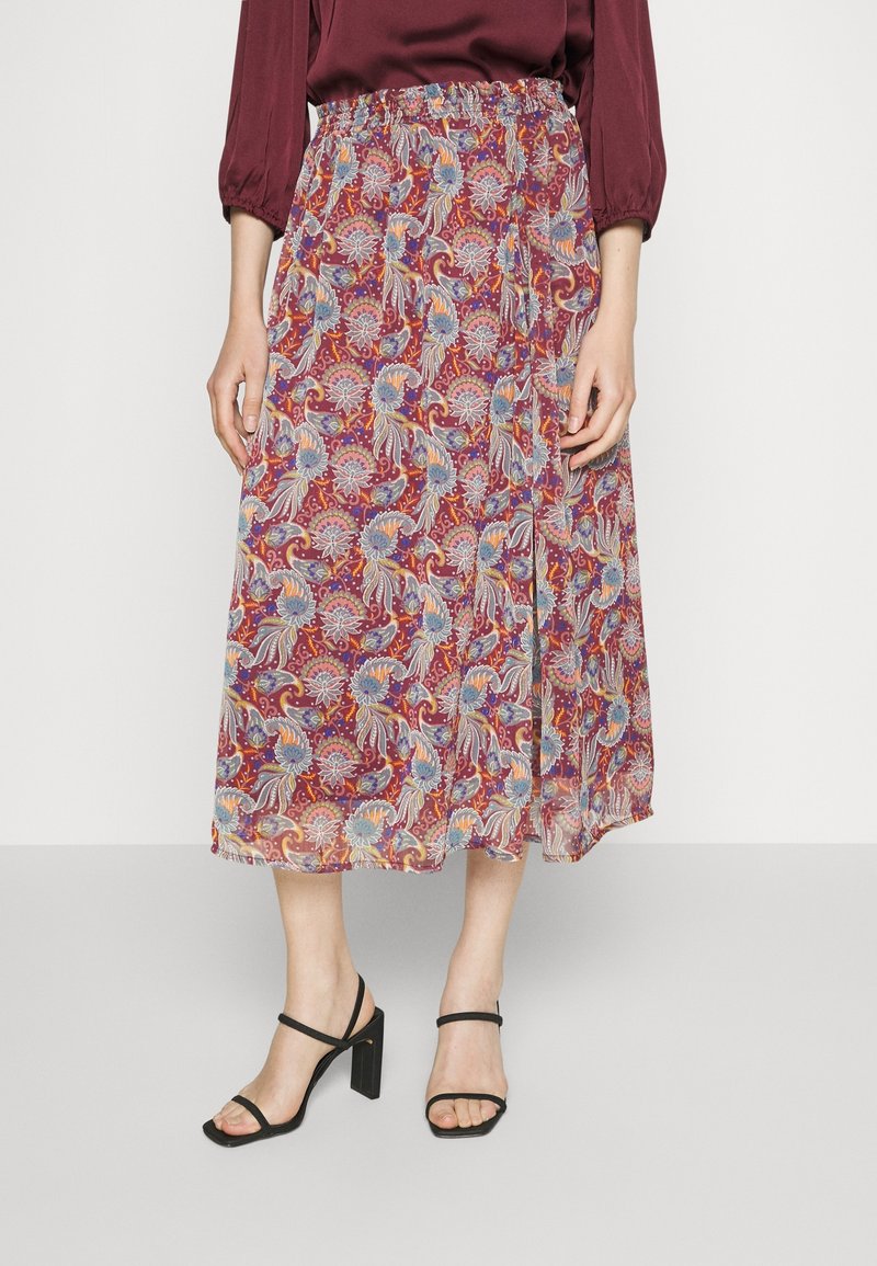 VILA Veckad kjol - bordeaux