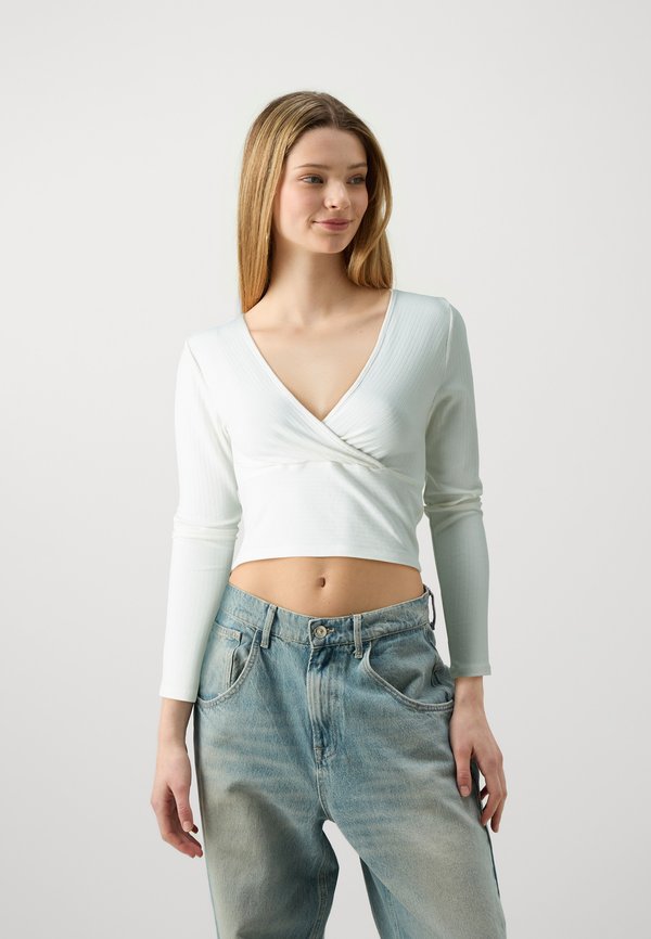 ONLFREYA WRAP - Long sleeved top - cloud dancer