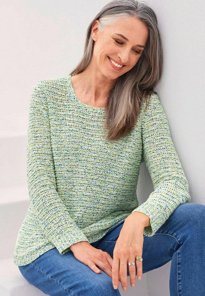 GOLDNER Pullover yellow white patterned/jaune