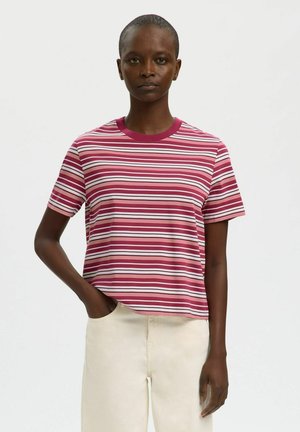 SLFESSENTIAL SS STRIPED BOXY TEE NOOS - T-shirts print - anemone