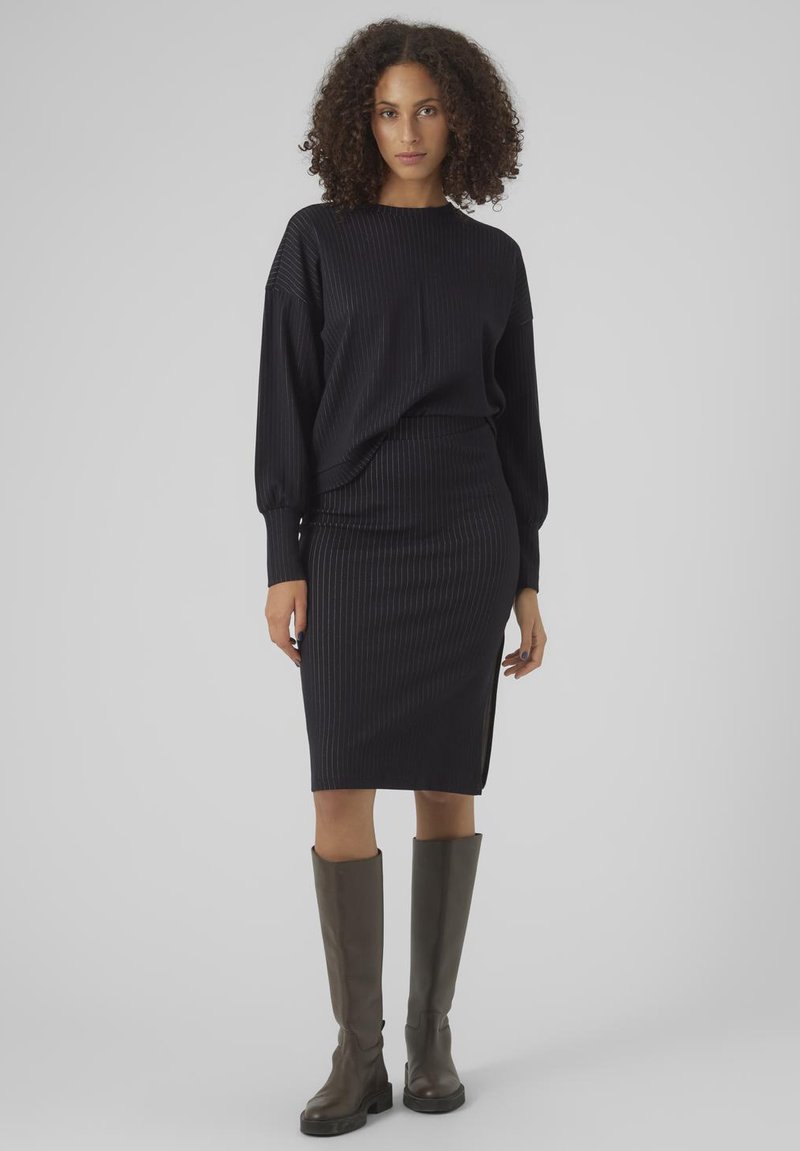 Vero Moda VMMONI CALF SKIRT - Pencil φούστα - black