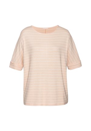 LASCANA RUNDHALS - Print T-shirt - peach gestreift