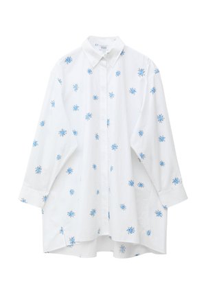& OTHER STORIES, & OTHER STORIES OVERSIZED SHIRT MINI DRESS - Robe chemise - white blue