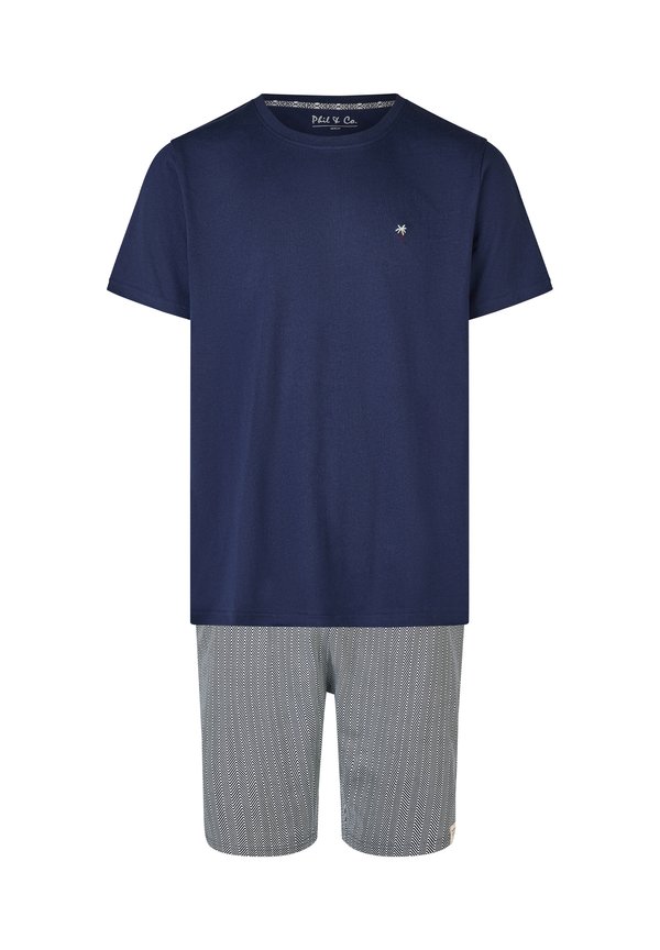 SET - Nachtwäsche Set - dunkelblau weiß