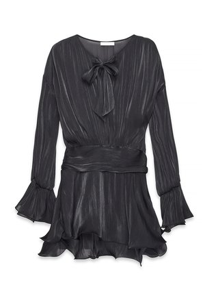 RUCHED WAIST RUFFLE MINI - Freizeitkleid - black