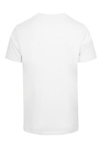 Hvid bomulds t-shirt, korte ærmer, rund halsudskæring, enkel design, glat tekstur, ingen mønstre eller grafik, shown bagfra.