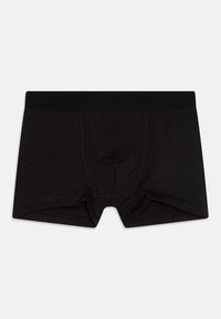 Sorte bomullsbokser med en glatt tekstur, med en ensfarget strikk og minimale sømdetaljer. Klassisk design, ingen mønstre.