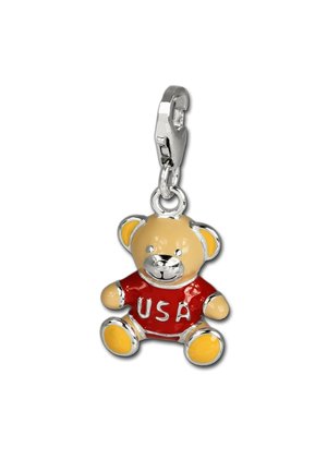 TEDDYBÄR - Pendentif - silberfarben rot orange