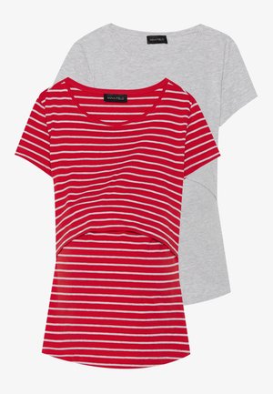 2 PACK - Print T-shirt - red/grey melange/grey melange