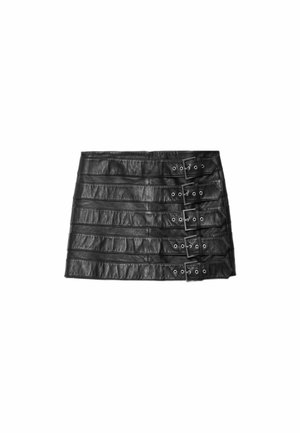 AllSaints, BETTY BUCKLE SKIRT - Leren rok - black
