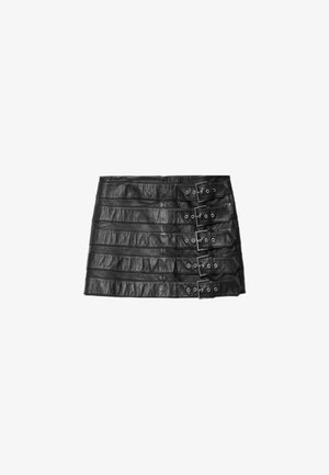 AllSaints, BETTY BUCKLE SKIRT - Leren rok - black