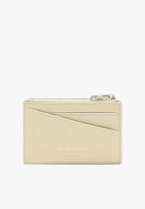 Portfel na karty LIEBESKIND w miękkiej beżowej skórze, z zamkiem błyskawicznym, wieloma przegródkami na karty oraz eleganckim, minimalistycznym designem.