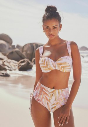 Next HIGH WAIST - Bikiniunderdel - ecru leaf