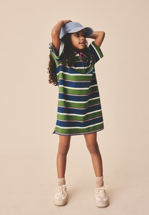Next, REGULAR FIT - SHORT SLEEVE RUGBY DRESS . - Robe en jersey - green   navy   pink stripe