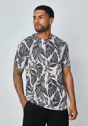 FRILIVIN MANCHES COURTES À MOTIFS FEUILLAGE - T-shirt imprimé - beige