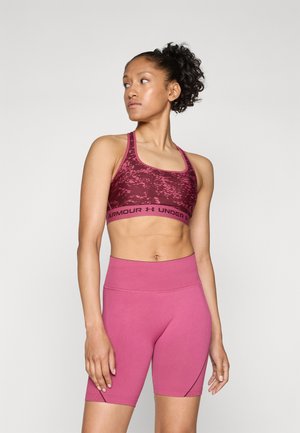 Under Armour CROSSBACK MID PRINT - Sutien sport cu susținere medie - fuchsia dusk/dark maroon