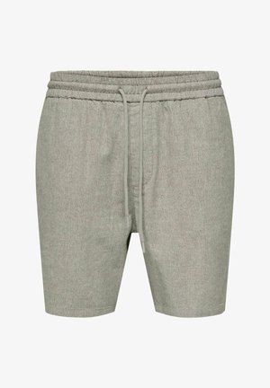 Lysegrå shorts med tekstureret stof, elastisk talje og snor. Har en afslappet pasform med sidelommer.