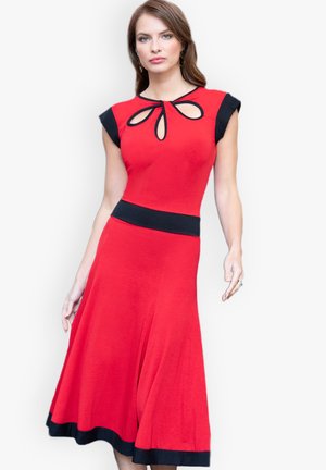 KEYHOLE DETAIL FIT N FLARE - Jurk - red black