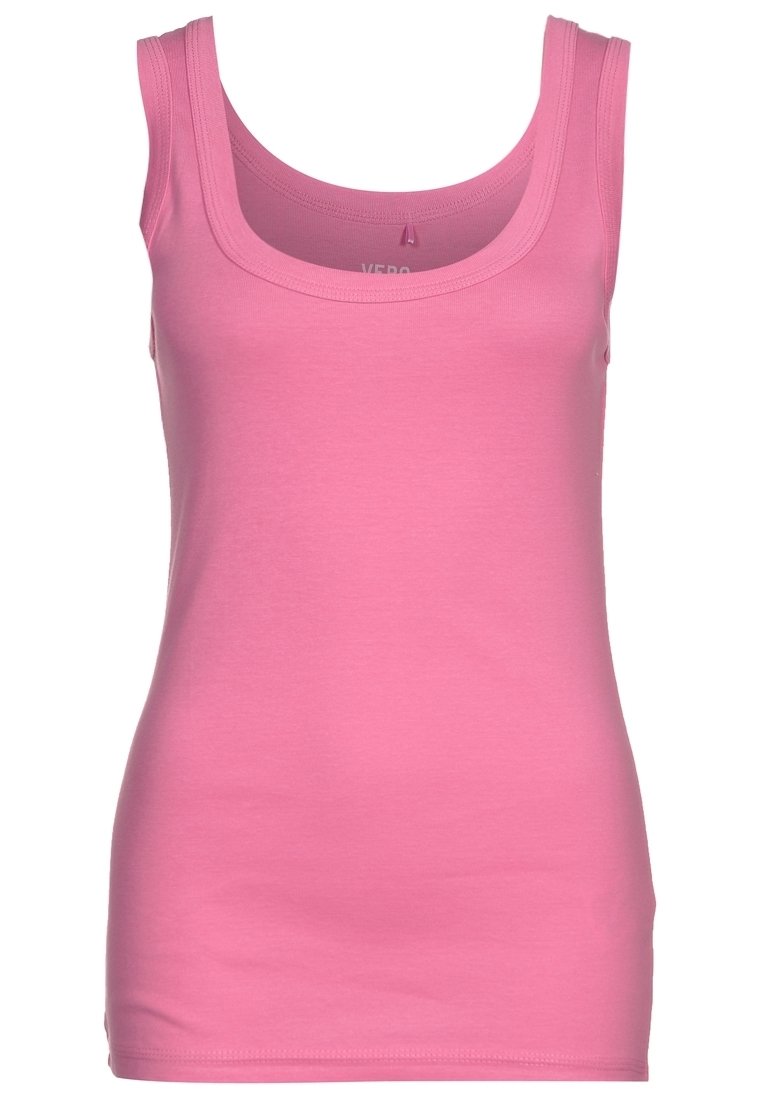 Roze tanktop gemaakt van jersey katoen, met een ronde hals en brede bandjes. Het heeft een slim fit en een gladde textuur.