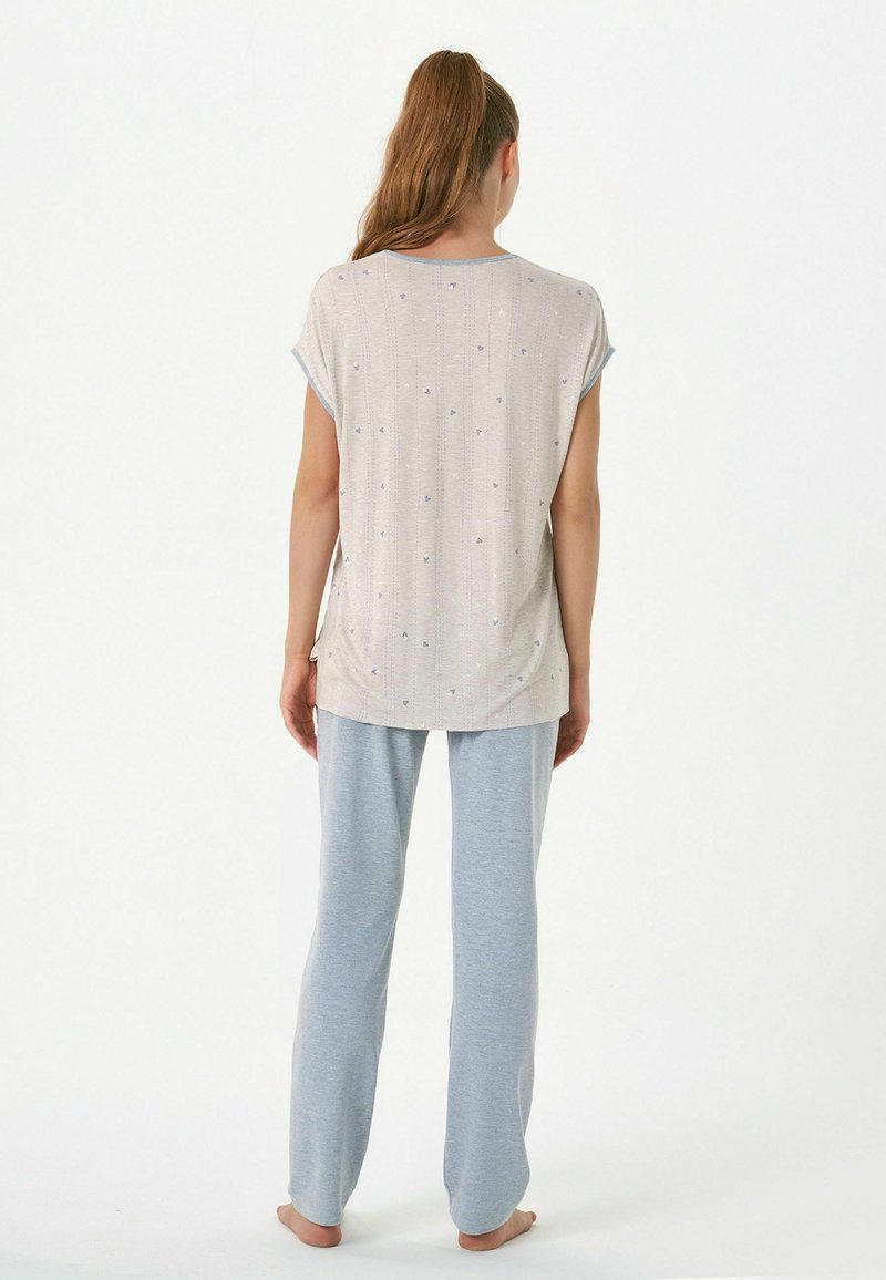 Damen Nachthemden | Achelia FEYZA Nachtwäsche Set blue, taupe/blau - LV30764 Damen Nachthemden | Achelia FEYZA Nachtwäsche Set blue, taupe/blau - LV30764