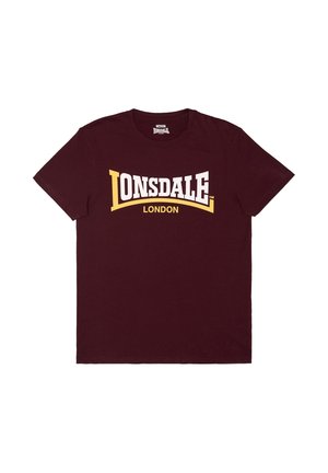 Lonsdale, NORMALE PASSFORM TWO TONE - Trükipildiga T-särk - oxblood yellow